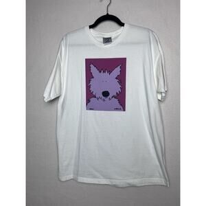 Jung Kim Silly Dogs T-Shirt "Glascow" White Short Sleeve Jerzees Size Large